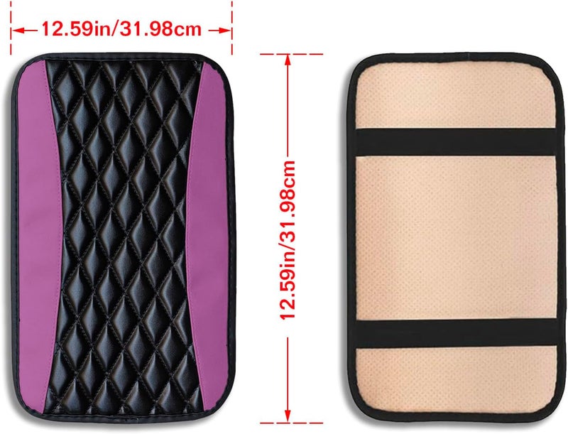 Couslcd Auto Center Console Pad, Universal Waterproof Armrest Seat Box Cover, Car Interior Accessories, Leather Auto Armrest Cover Protector for Most Vehicle, SUV, Truck (Purple) - Image 2